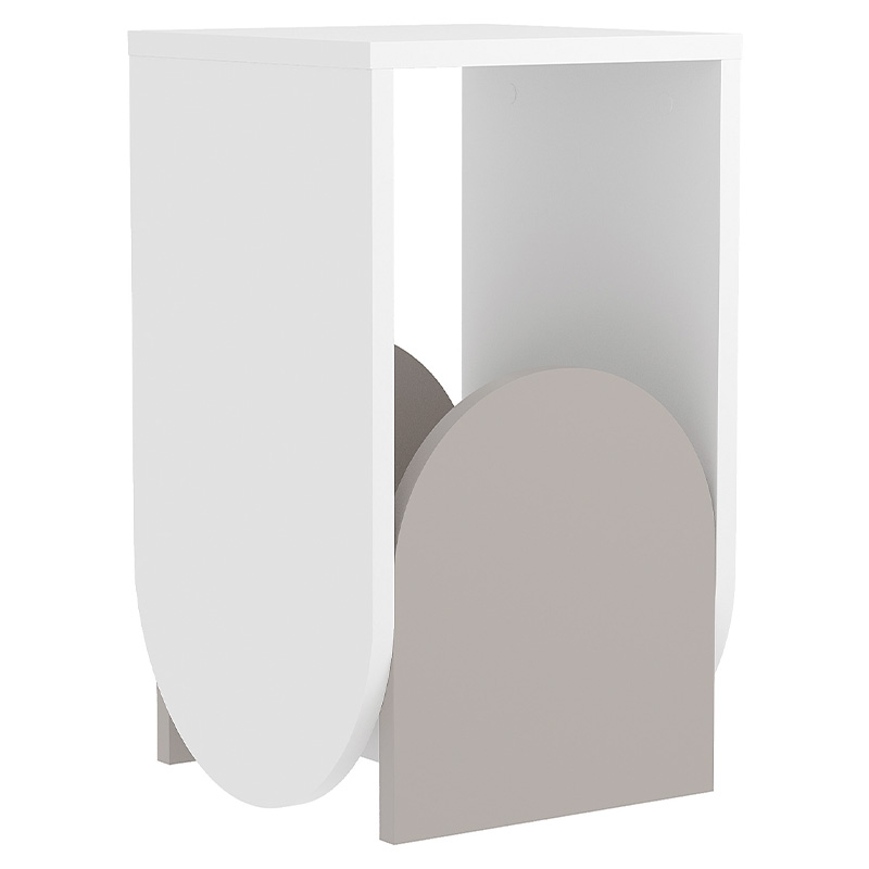 Стол приставной с овальными элементами бело-бежевого цвета NUN SIDE TABLE WHITE LIGHT MOCHA Белый Бежево-серый Стол приставной с овальными элементами бело-бежевого цвета NUN SIDE TABLE WHITE LIGHT MOCHA Белый Бежево-серый в Тюмени | Loft Concept