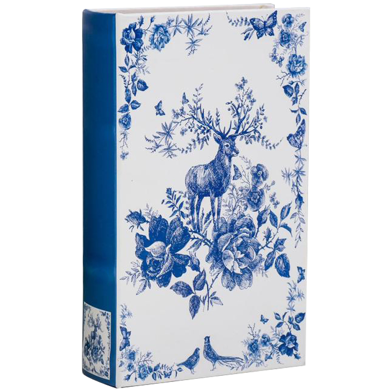 Шкатулка-книга с сейфом Deer and Blue Flowers Book Box Белый Синий Шкатулка-книга с сейфом Deer and Blue Flowers Book Box Белый Синий в Тюмени | Loft Concept