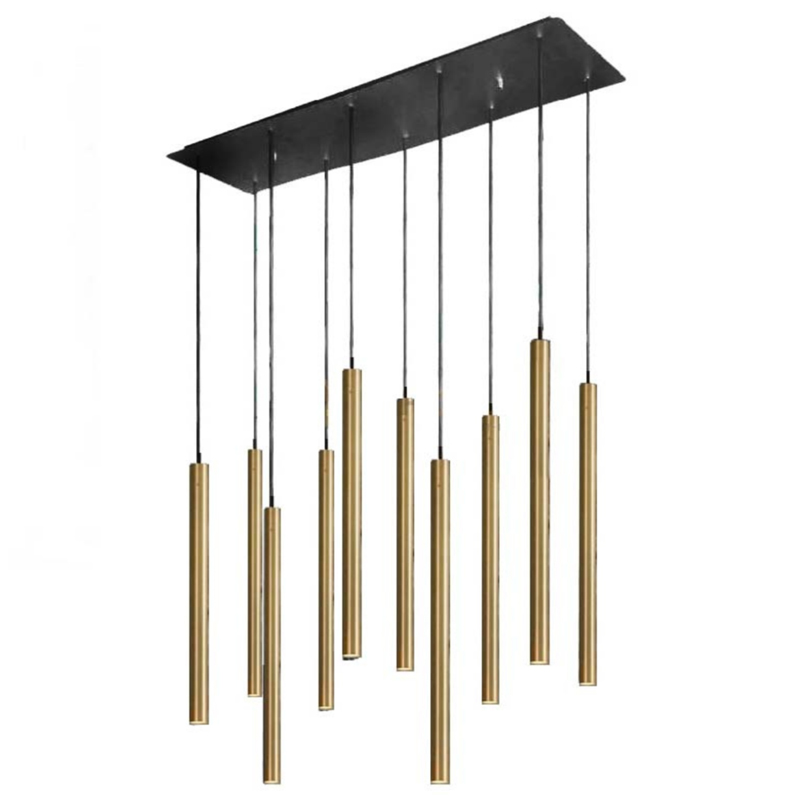 Светильник Trumpet Rectangle Gold 10 плафонов Золотой Черный Светильник Trumpet Rectangle Gold 10 плафонов Золотой Черный в Тюмени | Loft Concept