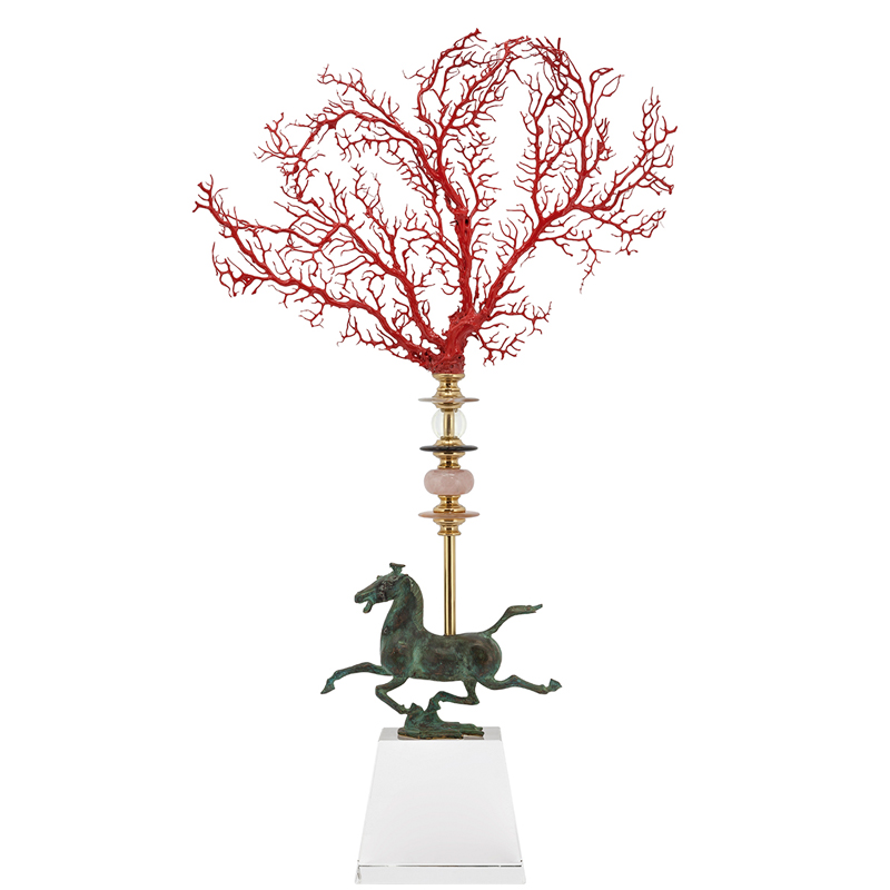 Аксессуар OBELISQUE CORAL HORSE Красный Прозрачный Темная бронза винтаж Латунь Аксессуар OBELISQUE CORAL HORSE Красный Прозрачный Темная бронза винтаж Латунь в Тюмени | Loft Concept