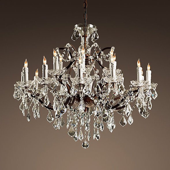 Люстра RH Rococo Iron & Crystal Chandelier 18 Прозрачное Стекло Бурая ржавчина Люстра RH Rococo Iron & Crystal Chandelier 18 Прозрачное Стекло Бурая ржавчина в Тюмени | Loft Concept