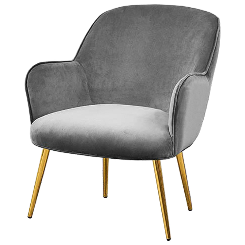Кресло Waldeck Chair Gray Серый Глянцевое золото Кресло Waldeck Chair Gray Серый Глянцевое золото в Тюмени | Loft Concept