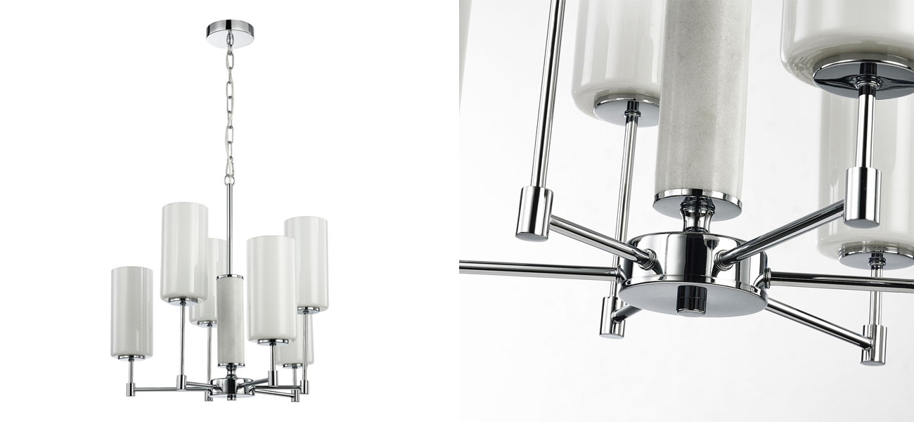 Люстра цвета хром с белыми матовыми плафонами Hovering D56 см - фото