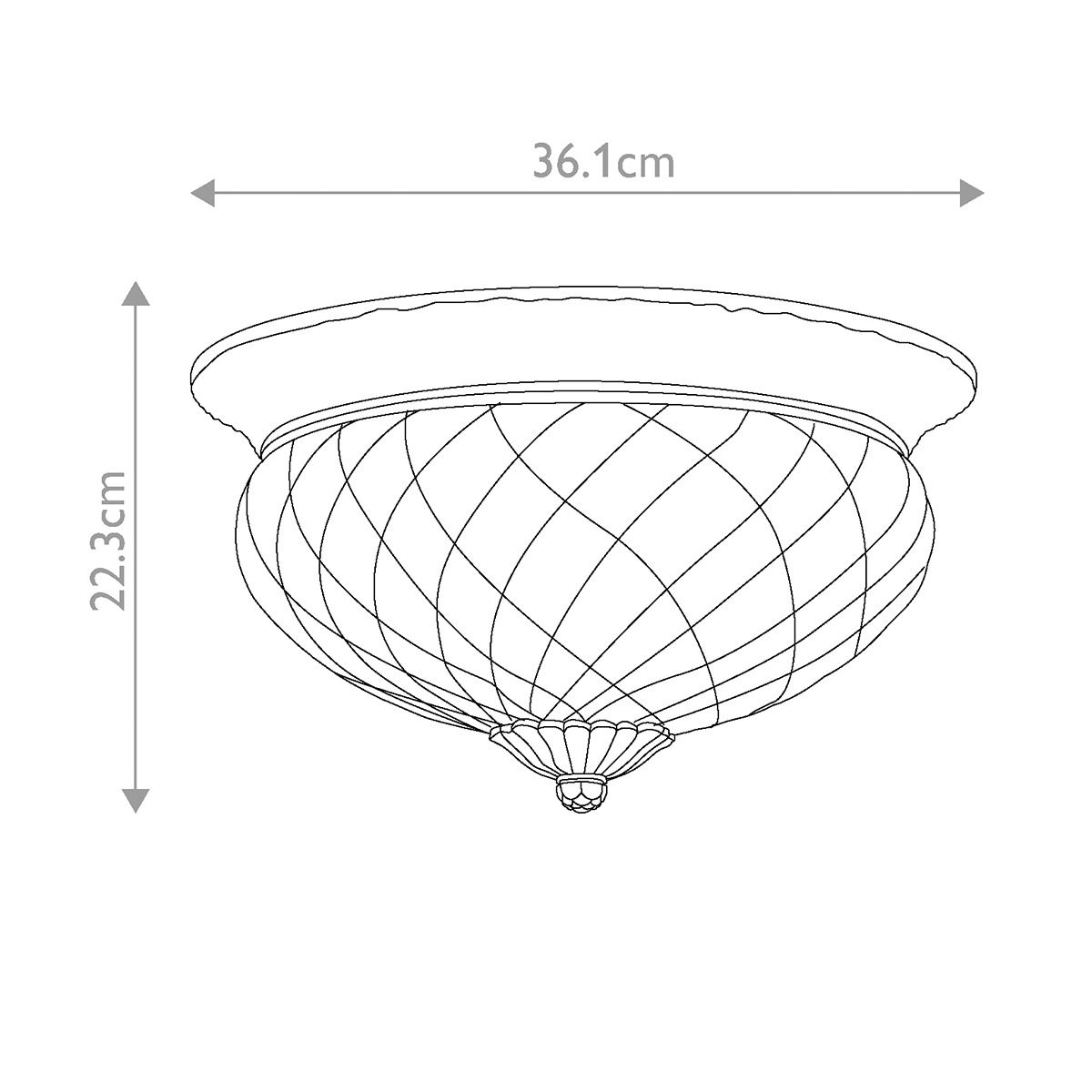 Потолочный светильник цвета латунь с прозрачным рифленым плафоном в форме чаши Hinkley в Тюмени