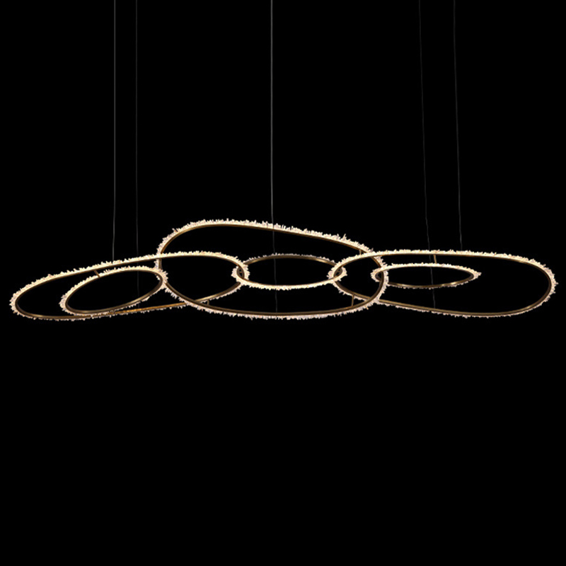 Люстра Six Rings Chain Quartz Crystal Chandelier Глянцевое золото Прозрачное Стекло Люстра Six Rings Chain Quartz Crystal Chandelier Глянцевое золото Прозрачное Стекло в Тюмени | Loft Concept
