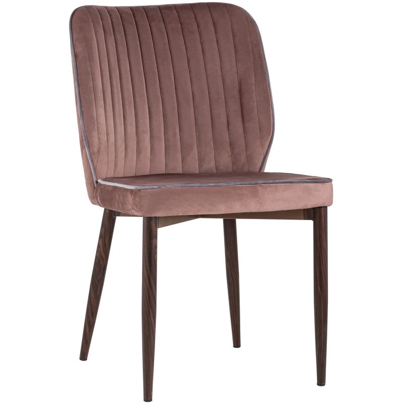 Стул Lawrence Chair Розовый велюр Серый кант Розовый пастельный Светло-серый Коричневый Стул Lawrence Chair Розовый велюр Серый кант Розовый пастельный Светло-серый Коричневый в Тюмени | Loft Concept
