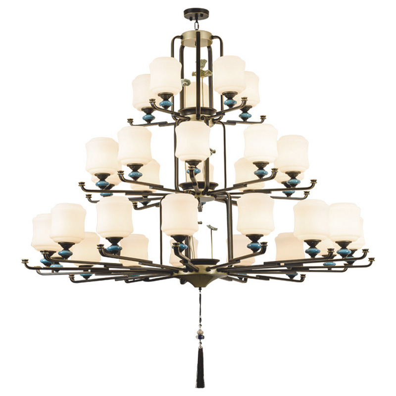 Люстра в китайском стиле Chinese Style Lotus Fruit Chandelier Черный Латунь Белый Зеленый Люстра в китайском стиле Chinese Style Lotus Fruit Chandelier Черный Латунь Белый Зеленый в Тюмени | Loft Concept