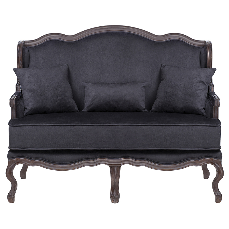 Диван двухместный George Grand Seating black velour Черный Коричневый Диван двухместный George Grand Seating black velour Черный Коричневый в Тюмени | Loft Concept