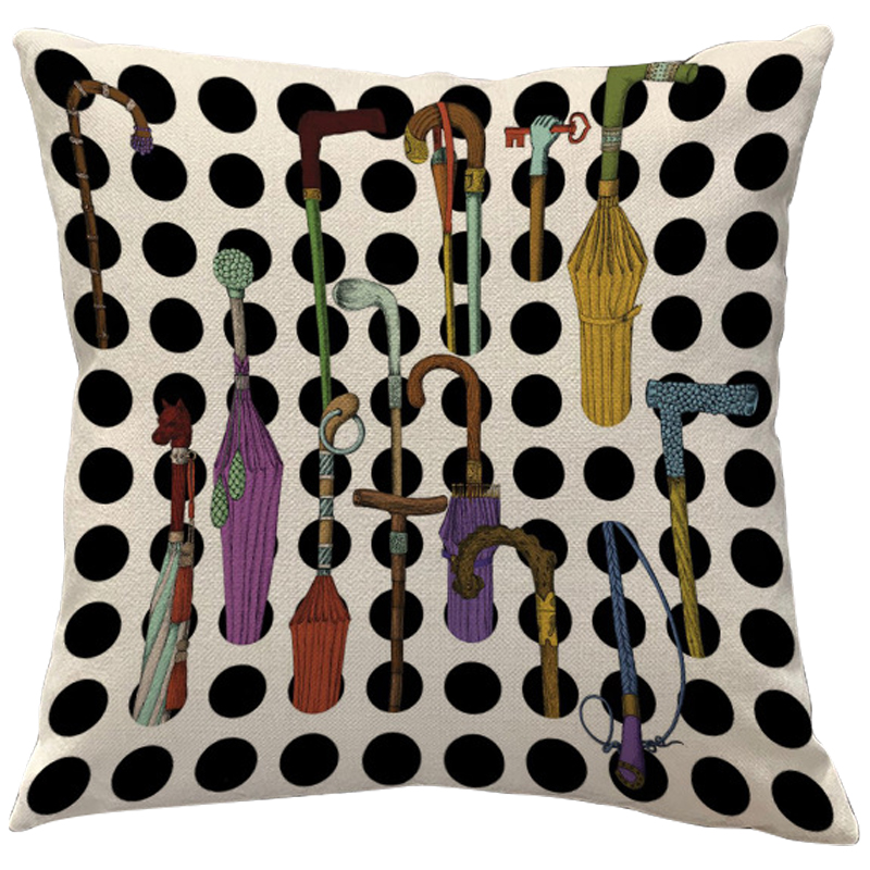 Декоративная подушка Fornasetti Umbrellas And Canes Черно-белый Мульти Декоративная подушка Fornasetti Umbrellas And Canes Черно-белый Мульти в Тюмени | Loft Concept
