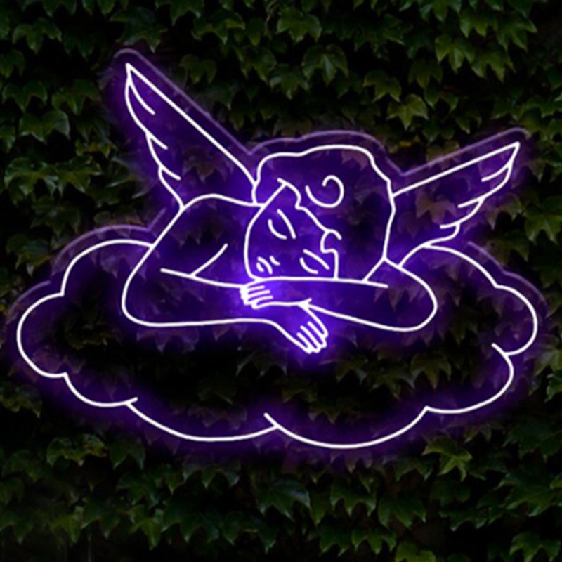 Неоновая настенная лампа Sleeping Angel Neon Wall Lamp Фиолетовый Прозрачный Фиолетовый Неоновая настенная лампа Sleeping Angel Neon Wall Lamp Фиолетовый Прозрачный Фиолетовый в Тюмени | Loft Concept