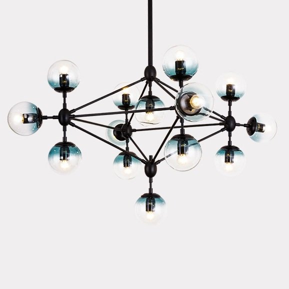 Люстра Modo Chandelier Globes Blue Ambre Black Черный Люстра Modo Chandelier Globes Blue Ambre Black Черный в Тюмени | Loft Concept