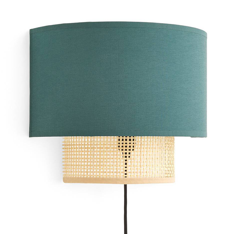 Бра Ottar Wicker Turquoise lampshade Бежевый Бирюзовый Бра Ottar Wicker Turquoise lampshade Бежевый Бирюзовый в Тюмени | Loft Concept
