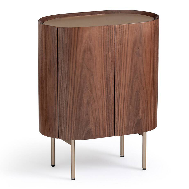 Тумба округлой формы Walnut and Leather массив ореха и столешница из натуральной кожи Орех Золотой Шампань в Тюмени | Loft Concept 