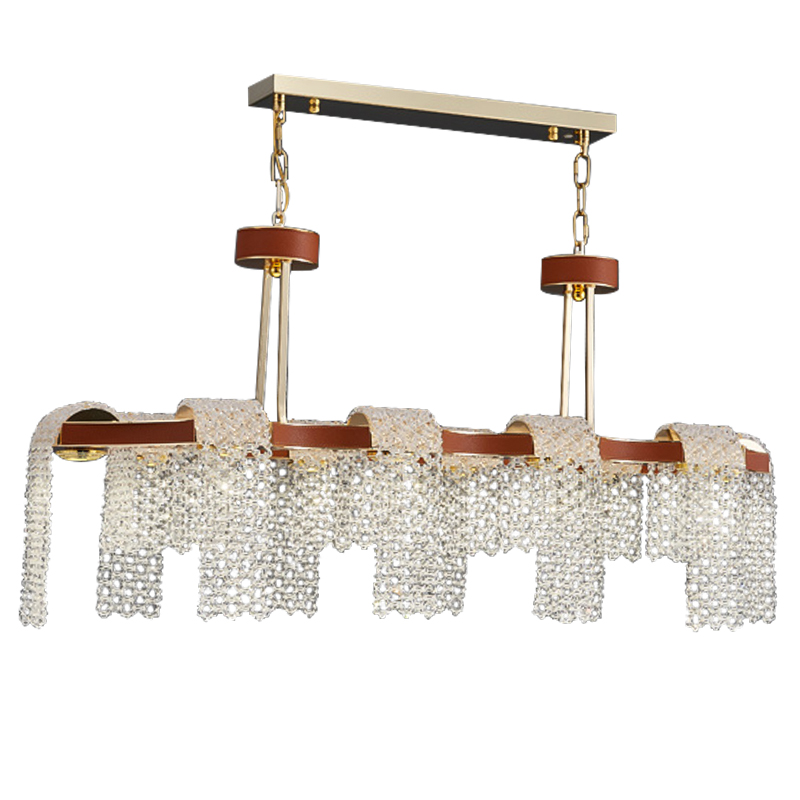 Линейная люстра люстра Leather Glass Chandelier Золотой Коричневый Прозрачное Стекло Линейная люстра люстра Leather Glass Chandelier Золотой Коричневый Прозрачное Стекло в Тюмени | Loft Concept