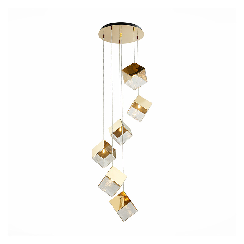 Потолочная люстра Pyrite Chandelier gold cube 6 Золотой Прозрачный Потолочная люстра Pyrite Chandelier gold cube 6 Золотой Прозрачный в Тюмени | Loft Concept