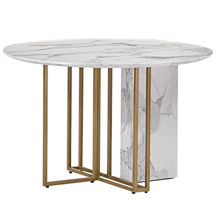 Стол Marble Corner Circle Латунь Белый Стол Marble Corner Circle Латунь Белый в Тюмени | Loft Concept