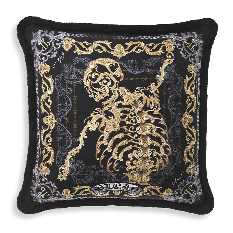Подушка Philipp Plein Cushion Silk Skeleton 50 x 50 cm Черный Серый Золотой Подушка Philipp Plein Cushion Silk Skeleton 50 x 50 cm Черный Серый Золотой в Тюмени | Loft Concept