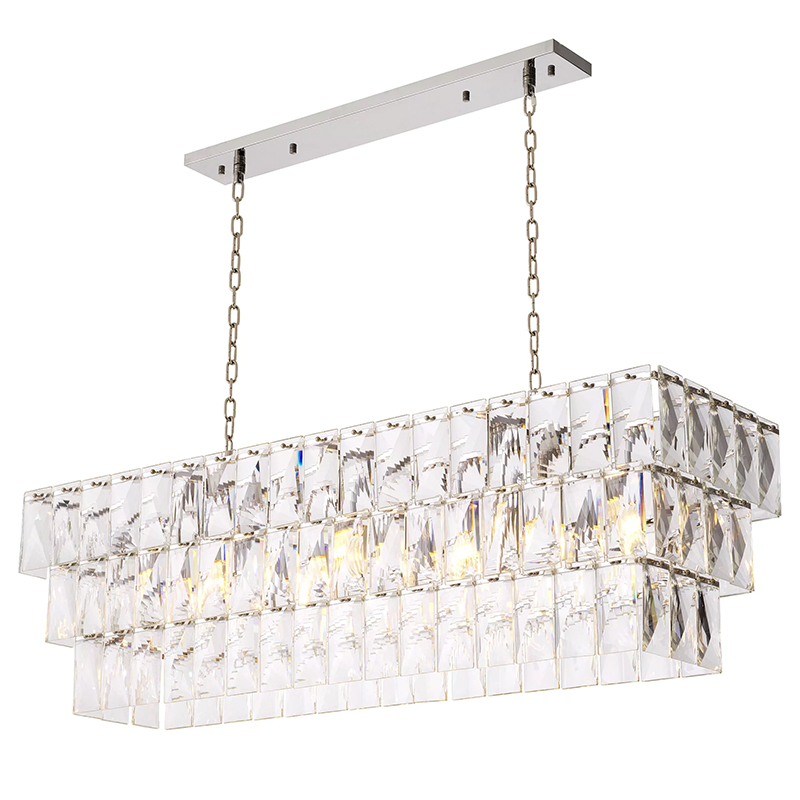 Люстра Eichholtz Chandelier Amazone Rectangular Silver Серебряный Прозрачное Стекло Люстра Eichholtz Chandelier Amazone Rectangular Silver Серебряный Прозрачное Стекло в Тюмени | Loft Concept
