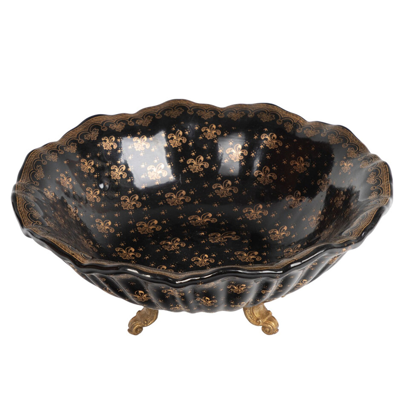 Блюдо черного цвета из фрафора на бронзовых ножках Eden Garden porcelain and bronze Черный Бронза Блюдо черного цвета из фрафора на бронзовых ножках Eden Garden porcelain and bronze Черный Бронза в Тюмени | Loft Concept