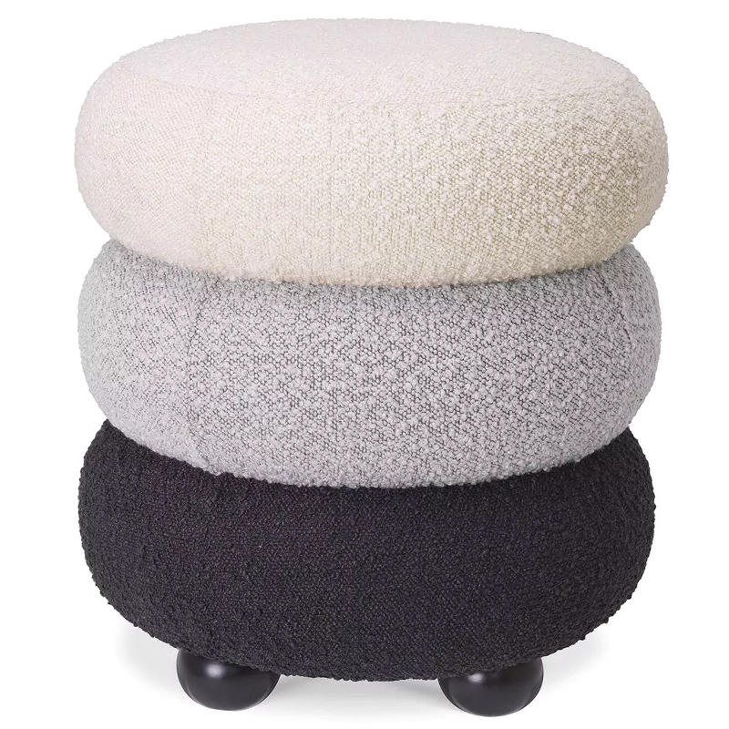 Пуф Eichholtz Stool Tulum Boucle Светло-серый Черный Молочный Пуф Eichholtz Stool Tulum Boucle Светло-серый Черный Молочный в Тюмени | Loft Concept