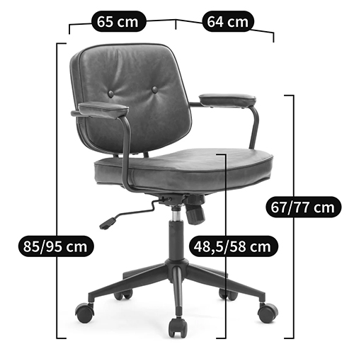Офисное кресло в винтажном стиле на колёсах Glenn Dark Grey Chair Офисное кресло в винтажном стиле на колёсах Glenn Dark Grey Chair в Тюмени