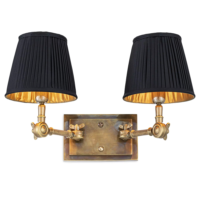 Бра Eichholtz Wall Lamp Wentworth Double Brass Винтажная латунь Черный Бра Eichholtz Wall Lamp Wentworth Double Brass Винтажная латунь Черный в Тюмени | Loft Concept