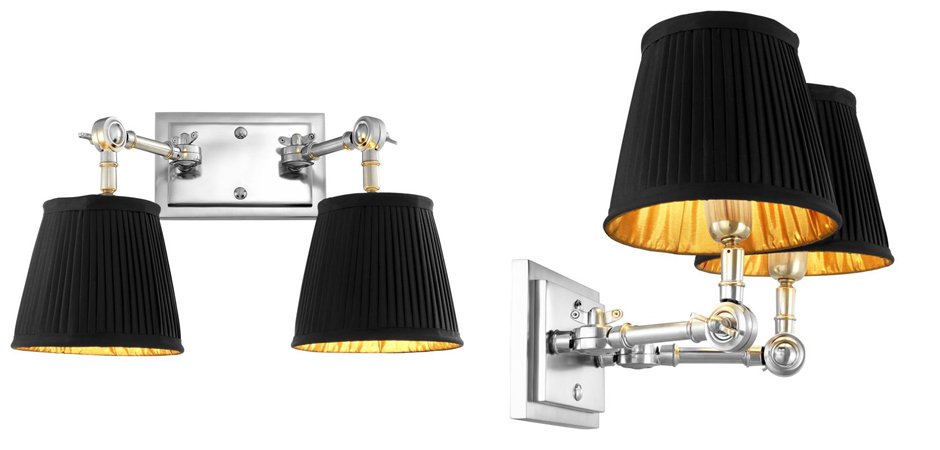 Бра Wall Lamp Wentworth Double Nickel+Black Бра Wall Lamp Wentworth Double Nickel+Black - Loft-Concept в Тюмени