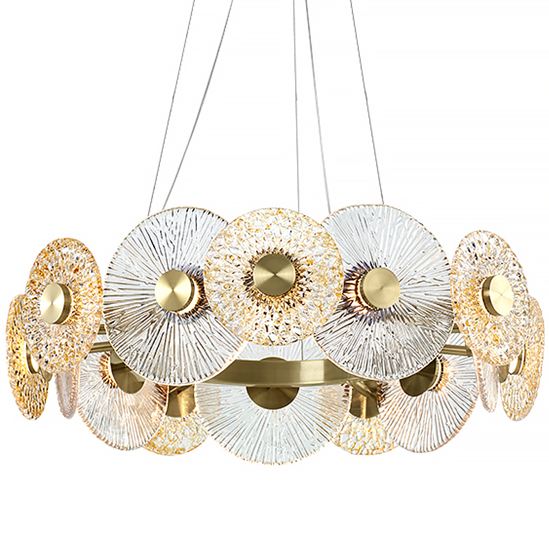 Люстра Clear and Amber Discs Chandelier Латунь Прозрачный Янтарь (Amber) Люстра Clear and Amber Discs Chandelier Латунь Прозрачный Янтарь (Amber) в Тюмени | Loft Concept