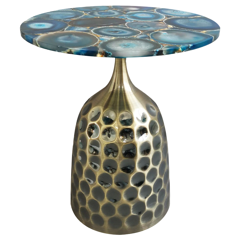 Приставной стол Blue Agate Side Table Синий Латунь Античная полированная Приставной стол Blue Agate Side Table Синий Латунь Античная полированная в Тюмени | Loft Concept