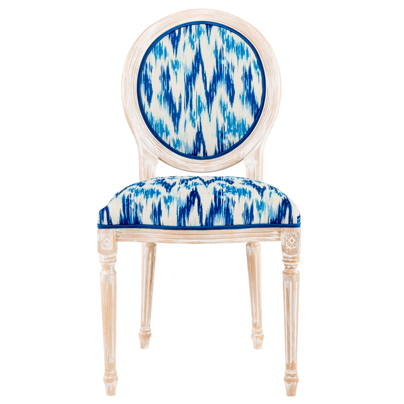 Стул с синим узором Ikat Pattern Белый Голубой Синий в Тюмени | Loft Concept 