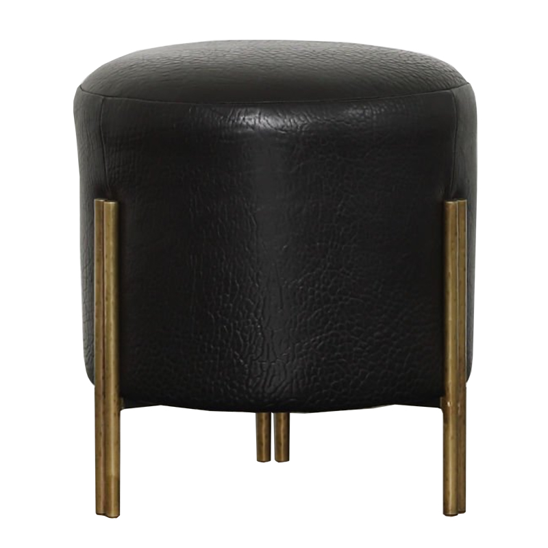 Пуф из черной кожи MELANGE FOOT STOOL Черный Латунь Пуф из черной кожи MELANGE FOOT STOOL Черный Латунь в Тюмени | Loft Concept