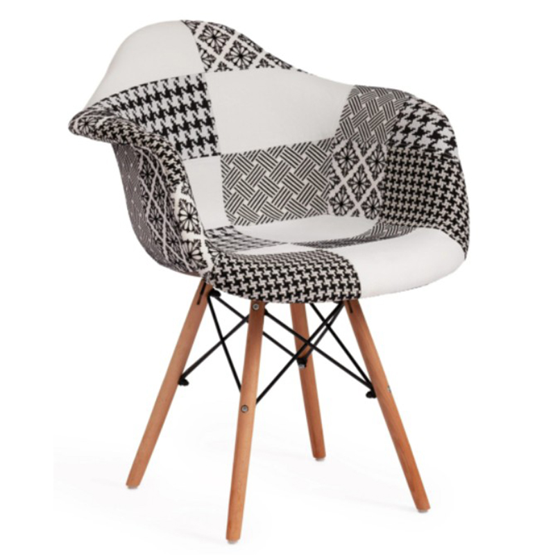 Стул DAW black&white patchwork Белый Древесина Черный Стул DAW black&white patchwork Белый Древесина Черный в Тюмени | Loft Concept