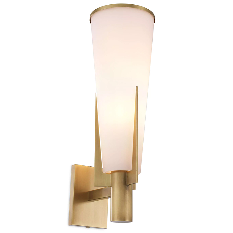 Бра Eichholtz Wall Lamp Dino Brass Латунь Белое матовое стекло Бра Eichholtz Wall Lamp Dino Brass Латунь Белое матовое стекло в Тюмени | Loft Concept