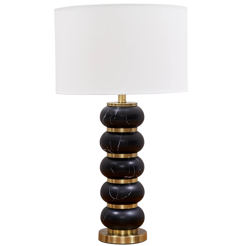Настольная лампа с абажуром Alan Table Lamp Белый Черный Золотой Настольная лампа с абажуром Alan Table Lamp Белый Черный Золотой в Тюмени | Loft Concept