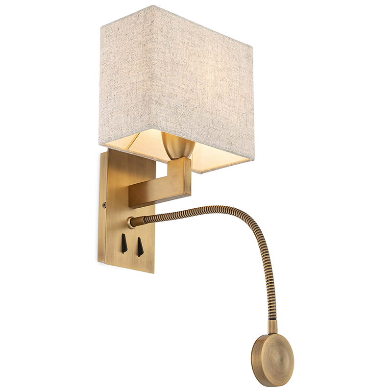 Бра Eichholtz Wall Lamp Reading Linen Латунь Бежево-серый Бра Eichholtz Wall Lamp Reading Linen Латунь Бежево-серый в Тюмени | Loft Concept