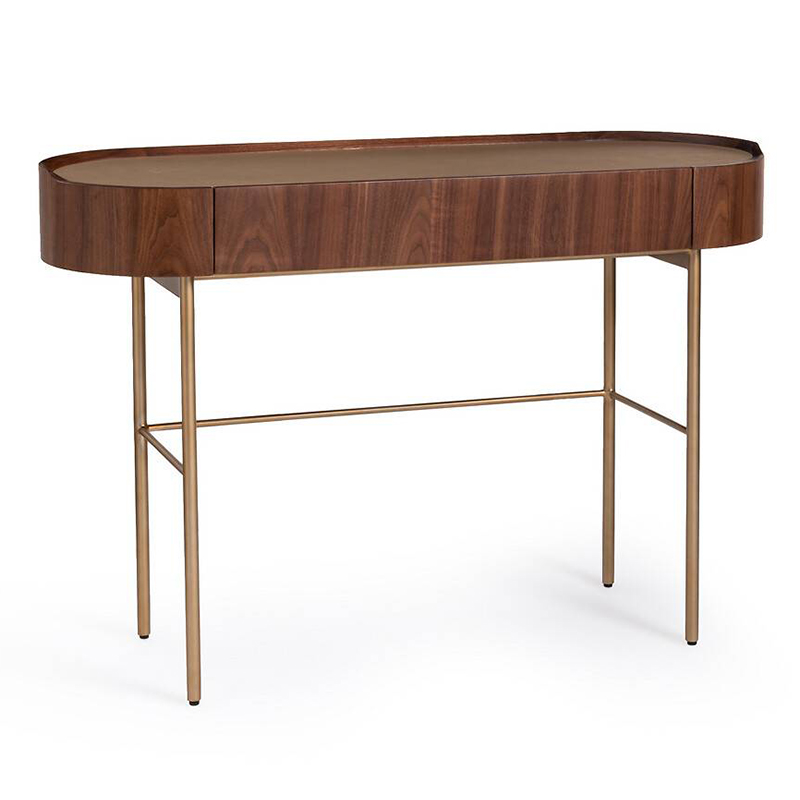 Стол-консоль Walnut and Leather Орех Золотой Шампань Стол-консоль Walnut and Leather Орех Золотой Шампань в Тюмени | Loft Concept