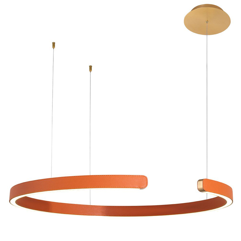 Подвесной светильник Half Ring orange leather Оранжевый Золотой Подвесной светильник Half Ring orange leather Оранжевый Золотой в Тюмени | Loft Concept