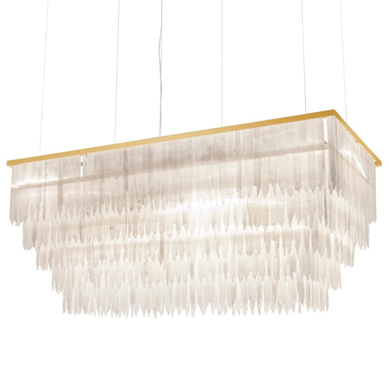 Люстра LAMP SELENITE RECT Прозрачный белый Латунь Люстра LAMP SELENITE RECT Прозрачный белый Латунь в Тюмени | Loft Concept