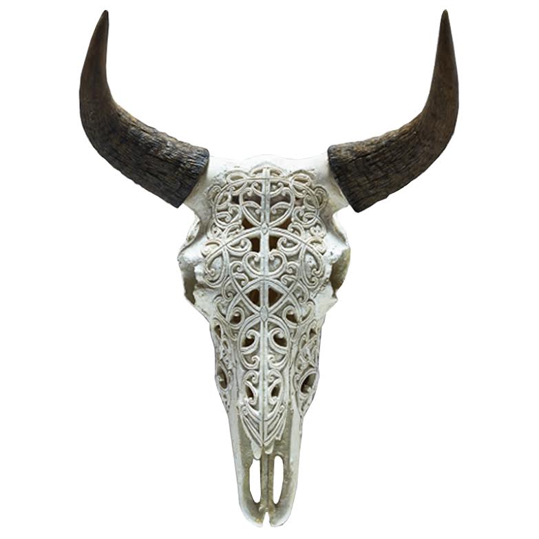 Череп буйвола с резьбой Buffalo Skull little Белый Черный Череп буйвола с резьбой Buffalo Skull little Белый Черный в Тюмени | Loft Concept