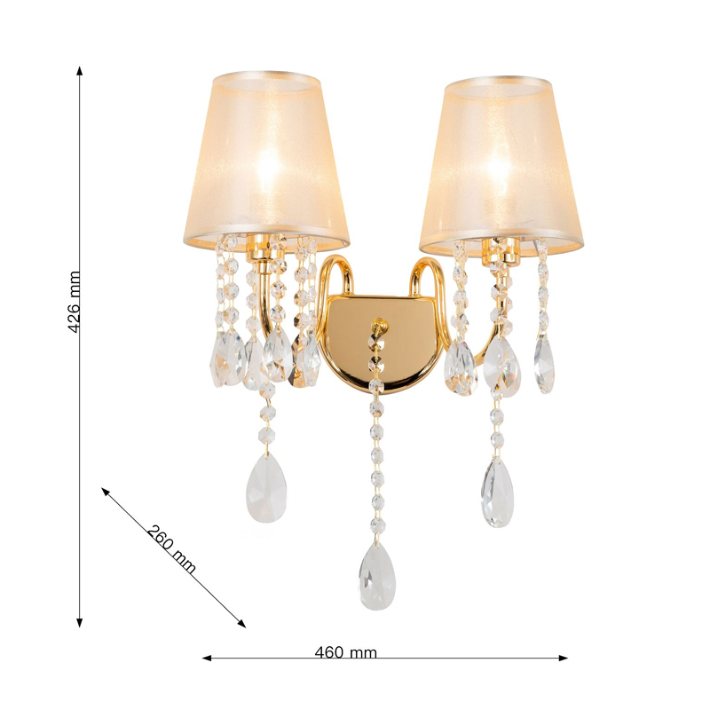 Двойное бра золотого цвета с хрустальным декором Dainty Light Двойное бра золотого цвета с хрустальным декором Dainty Light в Тюмени
