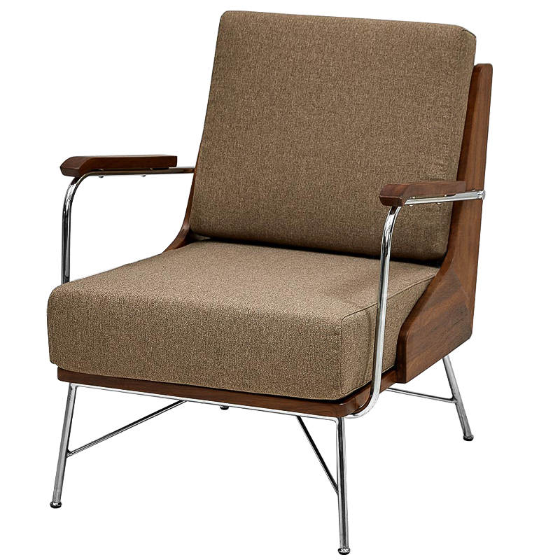 Кресло в ретро стиле Kinsey Armchair Коричневый Хром Кресло в ретро стиле Kinsey Armchair Коричневый Хром в Тюмени | Loft Concept