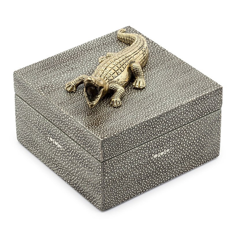 Шкатулка BOX KRIZIA CROCO SQ Светло-серый Латунь Шкатулка BOX KRIZIA CROCO SQ Светло-серый Латунь в Тюмени | Loft Concept