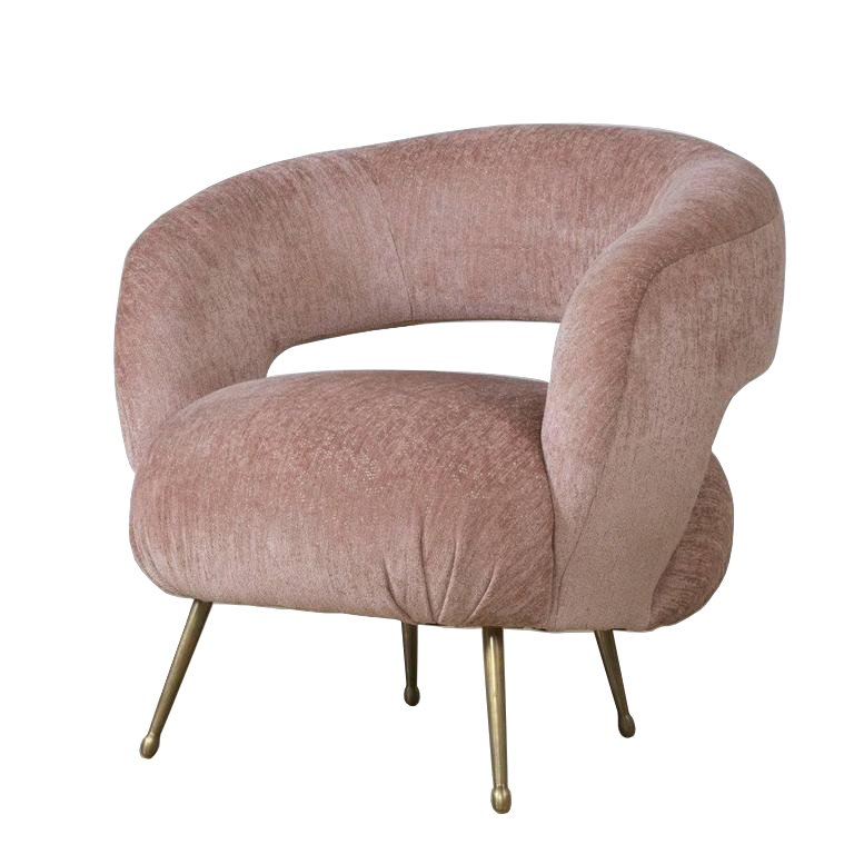 Кресло LAUREL LOUNGE CHAIR Латунь Розовый пастельный в Тюмени | Loft Concept 