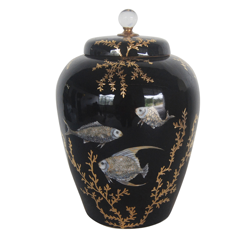 Ваза Vase Keg Algae Fish Черный Золотой Ваза Vase Keg Algae Fish Черный Золотой в Тюмени | Loft Concept