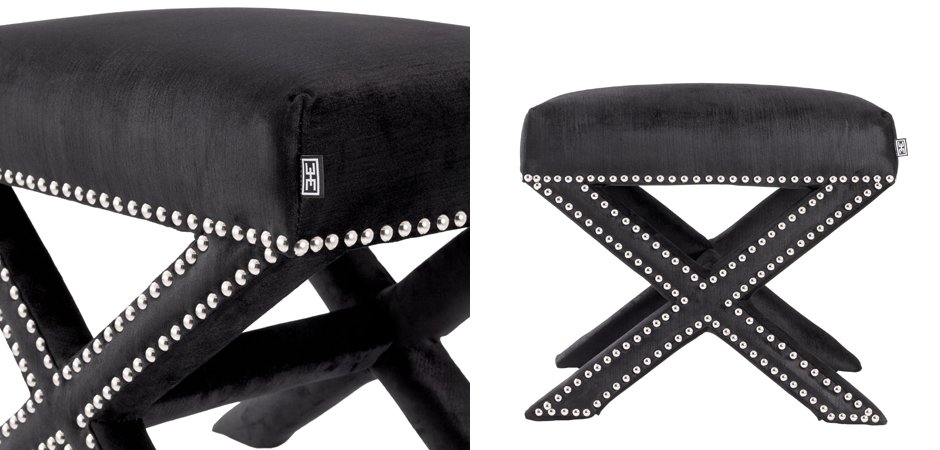 Оттоманка Eichholtz Stool Perugia Black Оттоманка Eichholtz Stool Perugia Black - Loft-Concept в Тюмени