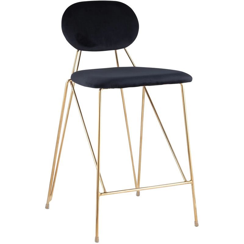 Полубарный Стул Alice Chair Черный Велюр Черный Золотой Полубарный Стул Alice Chair Черный Велюр Черный Золотой в Тюмени | Loft Concept