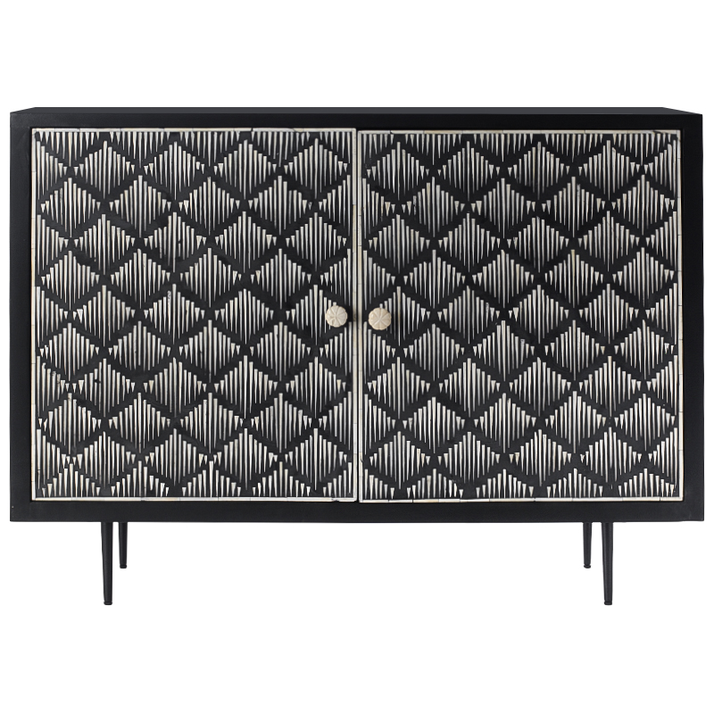 Буфет инкрустированный костью Bone Inlay black Черный Белый Бежевый Буфет инкрустированный костью Bone Inlay black Черный Белый Бежевый в Тюмени | Loft Concept