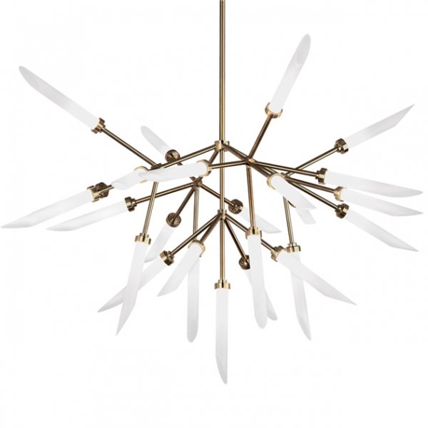 Люстра Spur Chandelier Латунь Белый матовый Люстра Spur Chandelier Латунь Белый матовый в Тюмени | Loft Concept