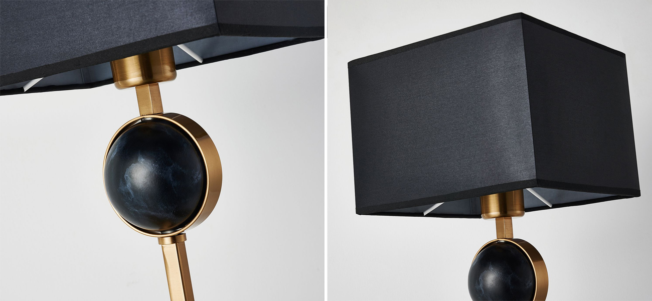 Настольная лампа с черным плафоном и декором под мрамор QUATRO - фото