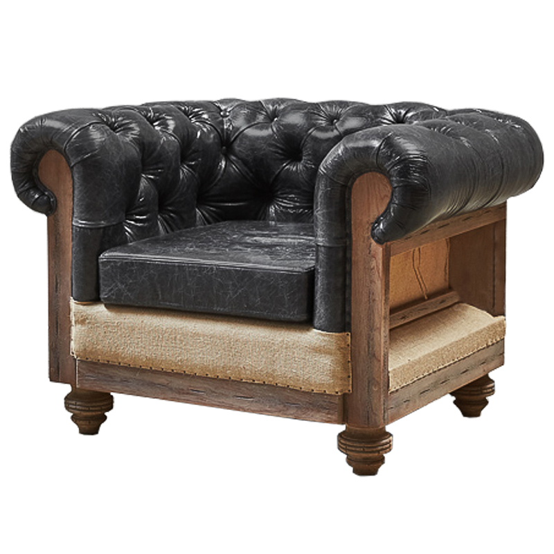 Кресло Deconstructed Chesterfield Armchair Графит Коричневый Кресло Deconstructed Chesterfield Armchair Графит Коричневый в Тюмени | Loft Concept